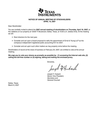 texas instruments 2007 Proxy Statement