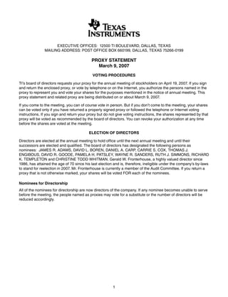 texas instruments 2007 Proxy Statement