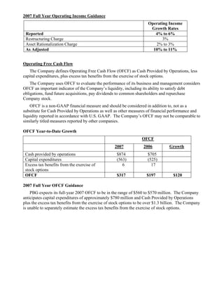   	 pepsi bottling  pbg Non Gaap