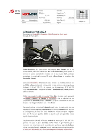 Tirada:                - Sección:                  -
                        Difusión:              - Espacio (cm ):
                                                              2
                                                                           -
                                    (O.J.D.)     Ocupación (%):            -
                        Audiencia:             - Valor (€):        1.250, 00
Web      Motociclismo               (E.G.M.)     Valor Pág. (€):           -
                                                                               Imagen: Sí
Online                        26/04/2011         Página:                   -
 