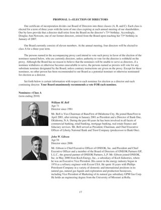 oneok 2007 Proxy Statement