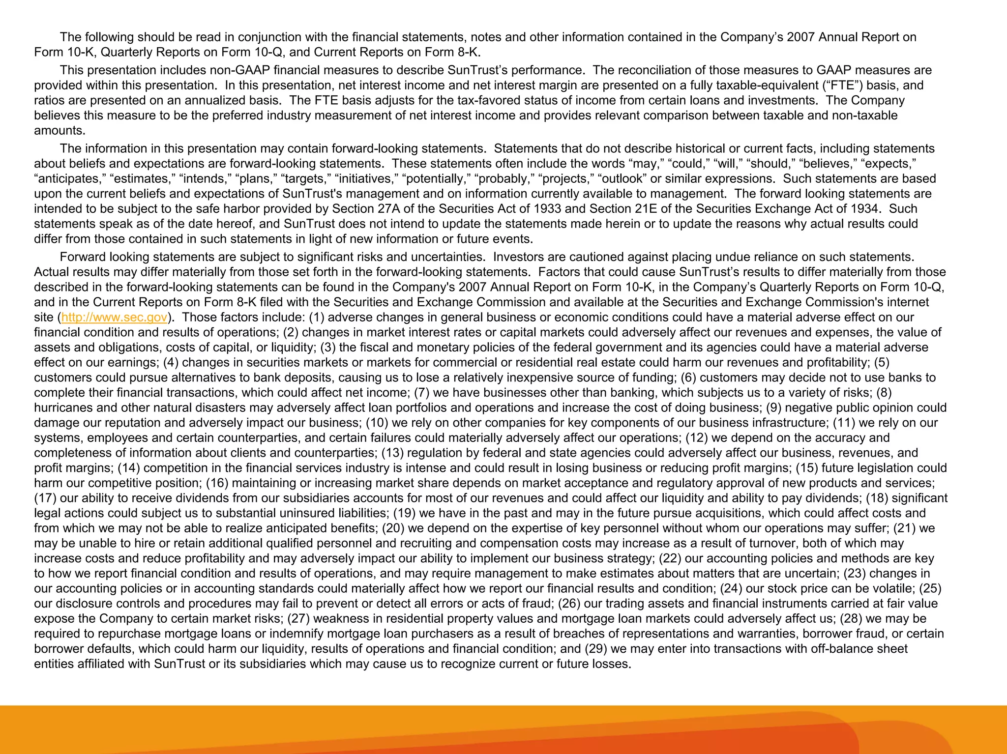 Q2 2008 SunTrust Earnings Conference Call