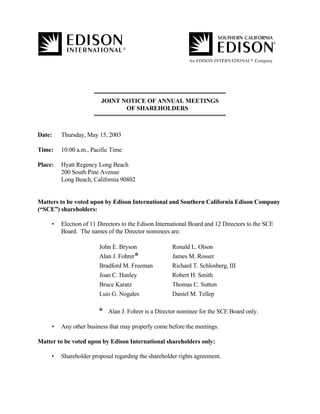 consoliddated edison  2003 joint proxy 