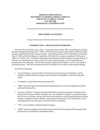 consoliddated edison  2003 joint proxy 