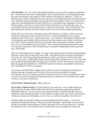 marriott international 2008 Q4 Earnings Call Transcript with Q&A