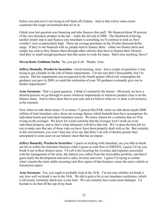 marriott international 2008 Q4 Earnings Call Transcript with Q&A