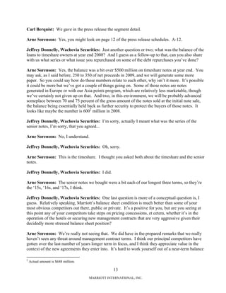 marriott international 2008 Q4 Earnings Call Transcript with Q&A