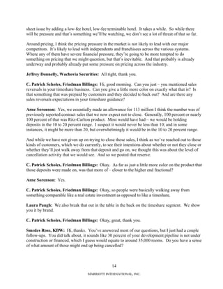 marriott international 2008 Q4 Earnings Call Transcript with Q&A