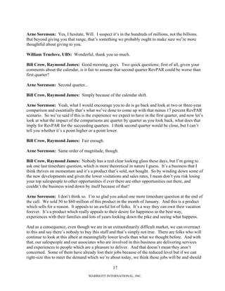 marriott international 2008 Q4 Earnings Call Transcript with Q&A