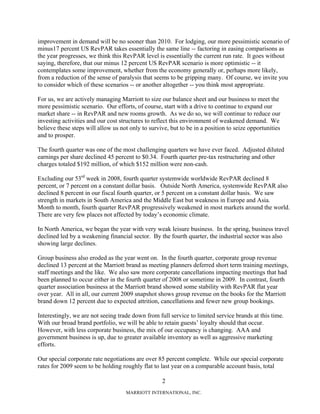 marriott international 2008 Q4 Earnings Call Transcript with Q&A
