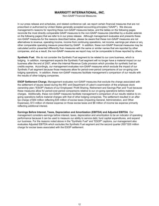 marriott international Second Quarter 2007