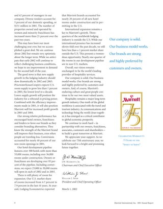 marriott international 2001 Annual Report