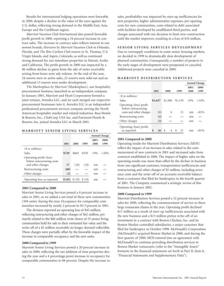 marriott international 2001 Annual Report