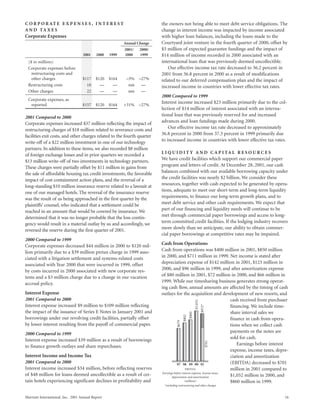 marriott international 2001 Annual Report