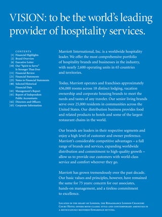 marriott international 2001 Annual Report