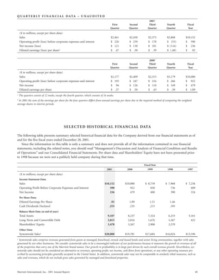 marriott international 2001 Annual Report