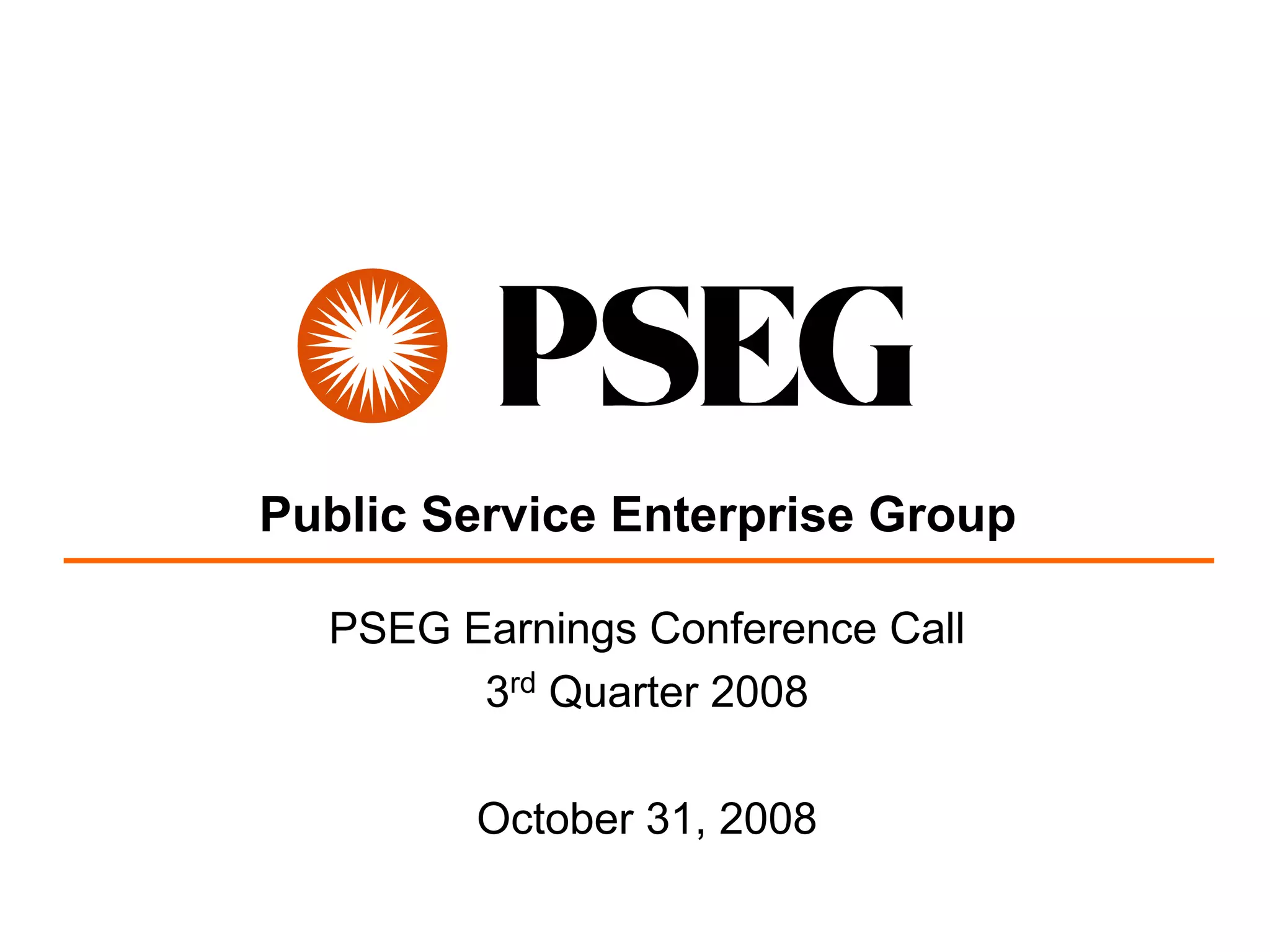public serviceenterprise group 3Q 2008 slides