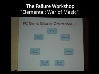 The Failure Workshop
"Elemental: War of Magic"
 