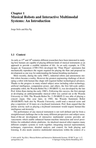 Musical Robots And Interactive Multimodal Systems Solis Jorgeeditorng | PDF