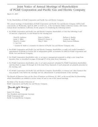 pg & e crop 2005 Proxy Statement