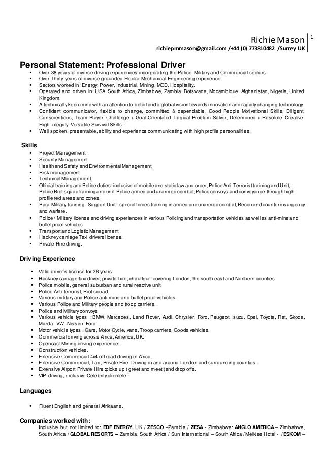 Personal statement driver image