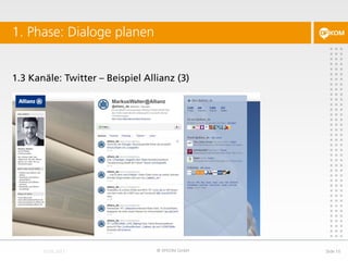 1.3 Kanäle: Twitter – Beispiel Allianz (3)
1. Phase: Dialoge planen
© DFKOM GmbH Slide 10
 