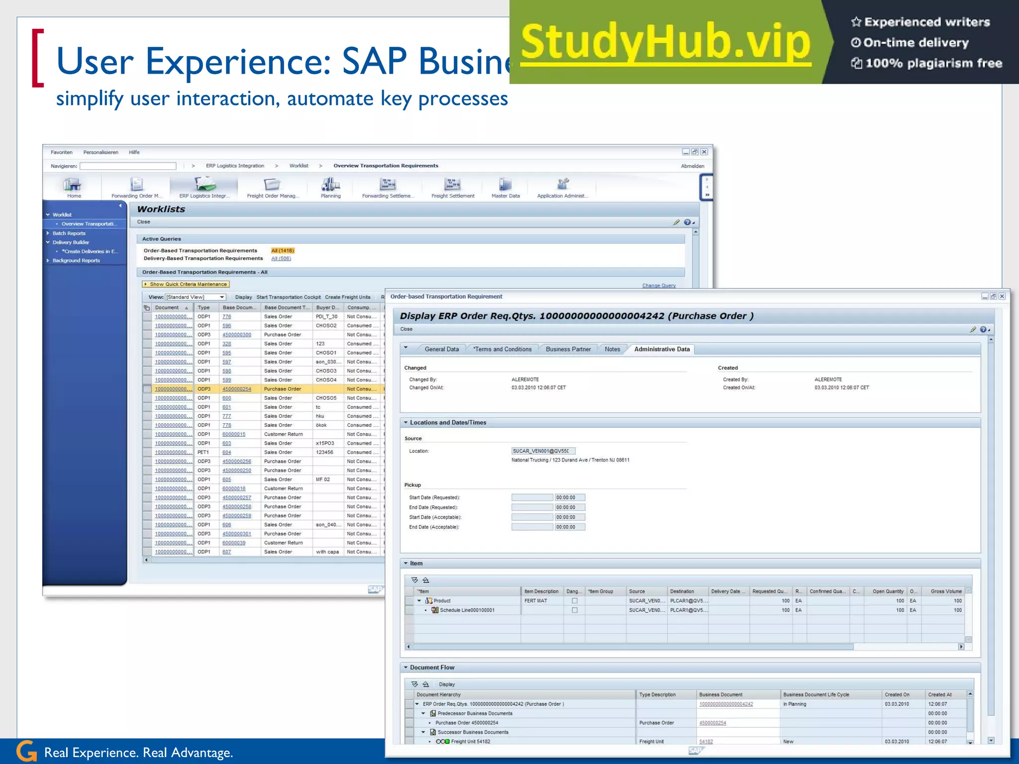 Real Experience. Real Advantage.
[ User Experience: SAP Business Client
simplify user interaction, automate key processes
 