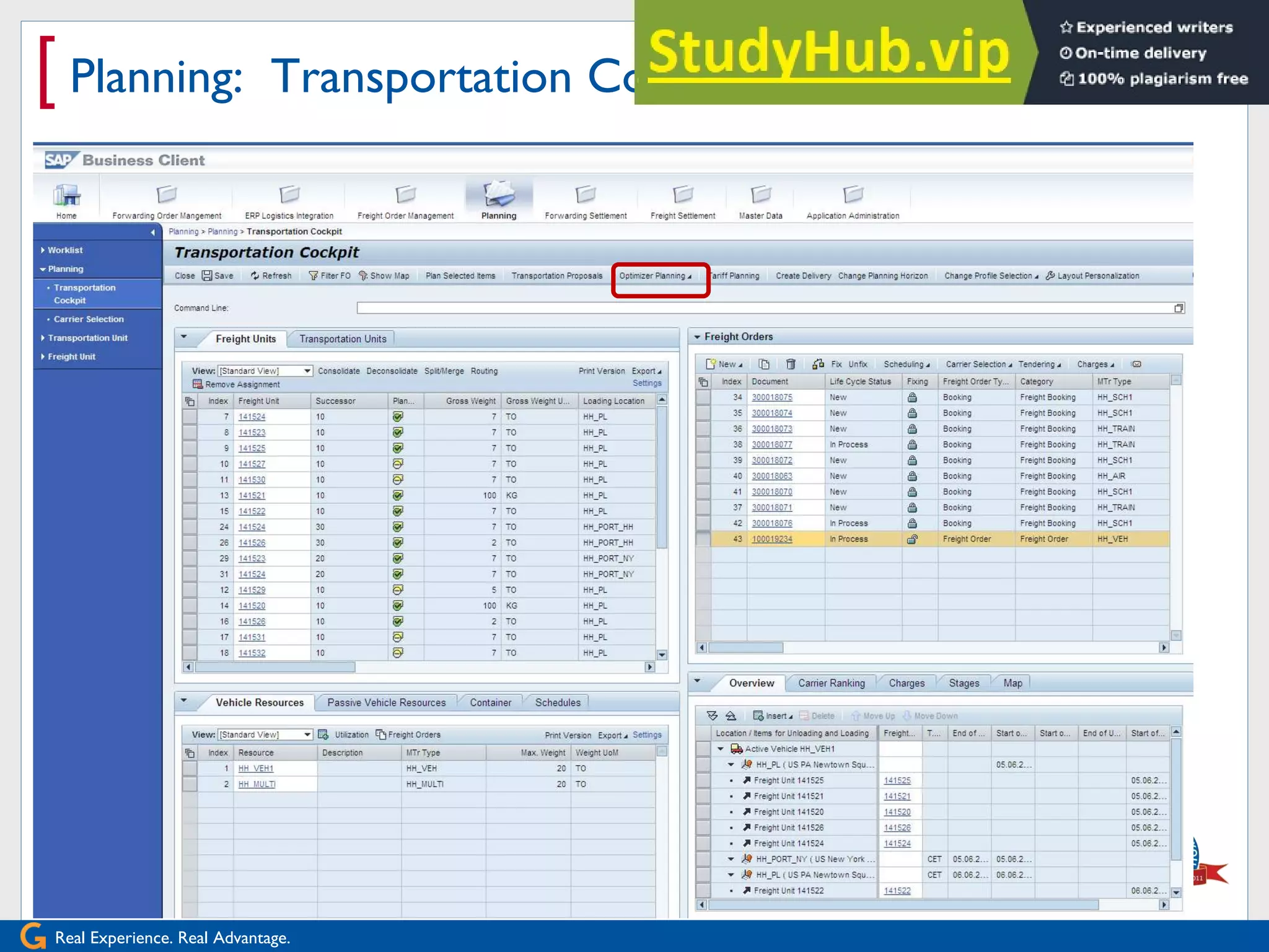 Real Experience. Real Advantage.
[ Planning: Transportation Cockpit
 
