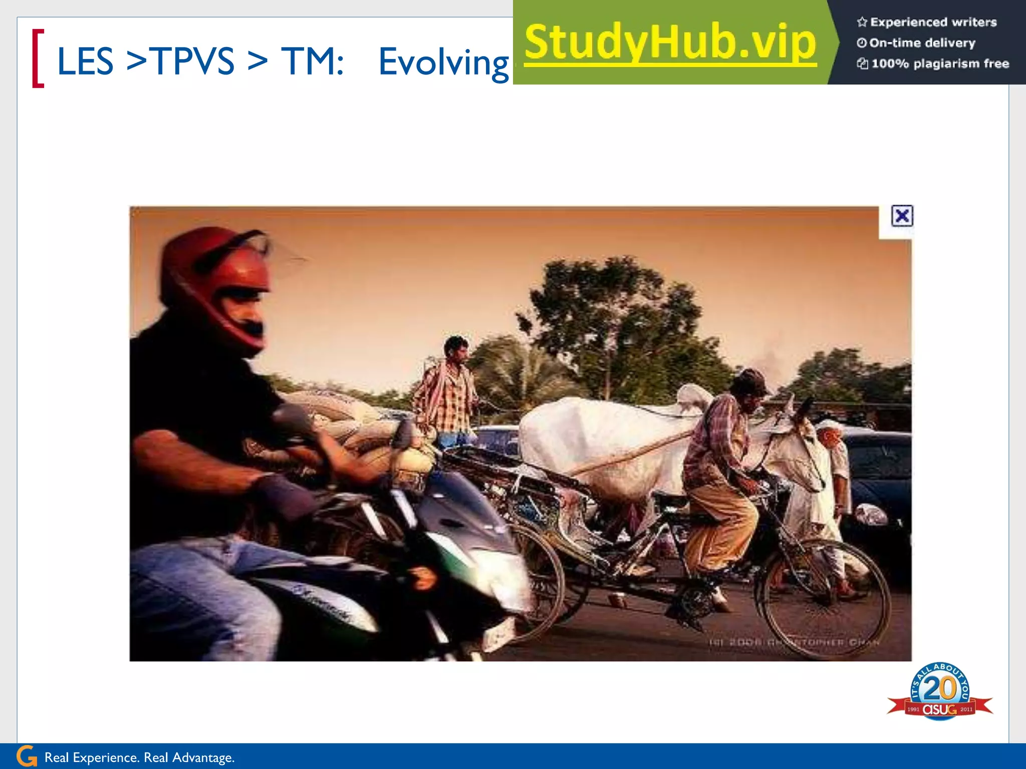 Real Experience. Real Advantage.
[ LES >TPVS > TM: Evolving - Adapting
 