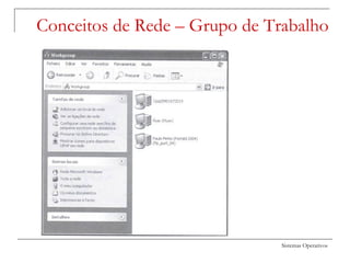 Sistemas Operativos
Conceitos de Rede – Grupo de Trabalho
 