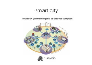 smart city
smart city: gestión inteligente de sistemas complejos
 
