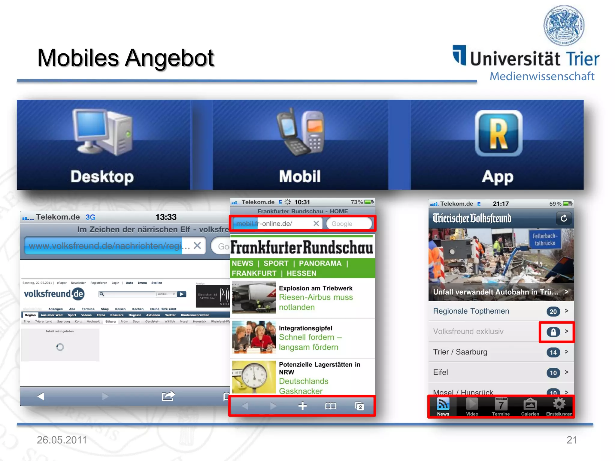 Mobiles Angebot

26.05.2011

Medienwissenschaft

21

 
