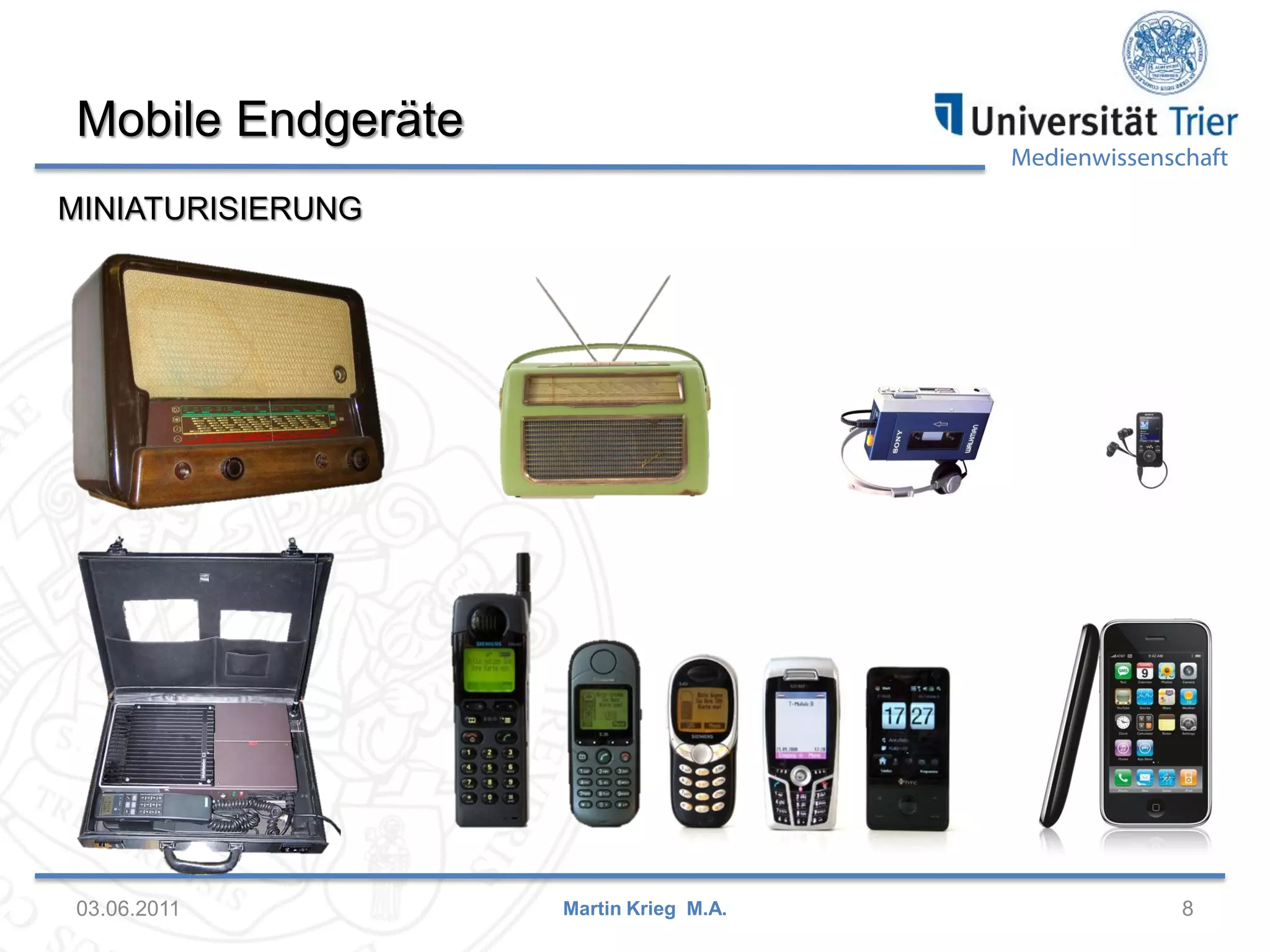 Mobile Endgeräte

Medienwissenschaft

MINIATURISIERUNG

03.06.2011

Martin Krieg M.A.

8

 