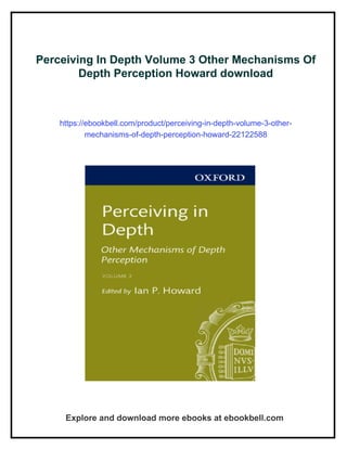 Perceiving In Depth Volume 3 Other Mechanisms Of Depth Perception ...