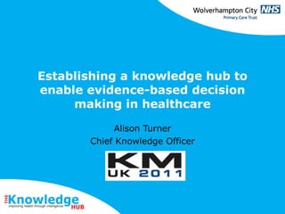 Establishing a knowledge hub to enable evidence-based decision making in healthcare Alison Turner Chief Knowledge Officer 