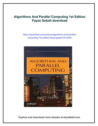 Algorithms And Parallel Computing 1st Edition Fayez Gebali | PDF