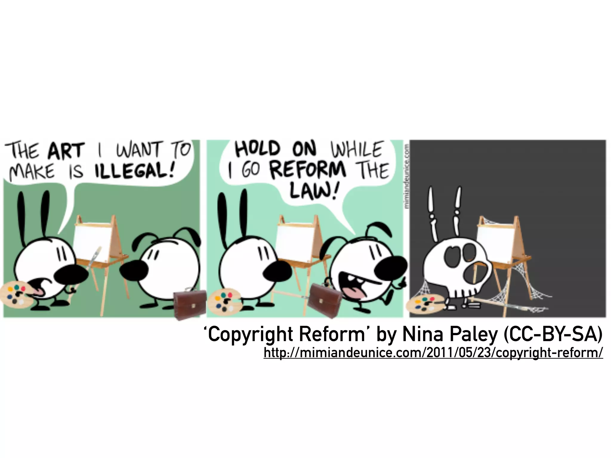 ‘Copyright Reform’ by Nina Paley (CC-BY-SA)
      http://mimiandeunice.com/2011/05/23/copyright-reform/
 