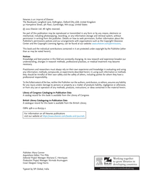 Newnes is an imprint of Elsevier
The Boulevard, Langford Lane, Kidlington, Oxford OX5 1GB, United Kingdom
50 Hampshire Street, 5th Floor, Cambridge, MA 02139, United States
© 2021 Elsevier Ltd. All rights reserved.
No part of this publication may be reproduced or transmitted in any form or by any means, electronic or
mechanical, including photocopying, recording, or any information storage and retrieval system, without
permission in writing from the publisher. Details on how to seek permission, further information about the
Publisher’s permissions policies and our arrangements with organizations such as the Copyright Clearance
Center and the Copyright Licensing Agency, can be found at our website: www.elsevier.com/permissions.
This book and the individual contributions contained in it are protected under copyright by the Publisher (other
than as may be noted herein).
Notices
Knowledge and best practice in this field are constantly changing. As new research and experience broaden our
understanding, changes in research methods, professional practices, or medical treatment may become
necessary.
Practitioners and researchers must always rely on their own experience and knowledge in evaluating and using
any information, methods, compounds, or experiments described herein. In using such information or methods
they should be mindful of their own safety and the safety of others, including parties for whom they have a
professional responsibility.
To the fullest extent of the law, neither the Publisher nor the authors, contributors, or editors, assume any liability
for any injury and/or damage to persons or property as a matter of products liability, negligence or otherwise,
or from any use or operation of any methods, products, instructions, or ideas contained in the material herein.
Library of Congress Cataloging-in-Publication Data
A catalog record for this book is available from the Library of Congress
British Library Cataloguing-in-Publication Data
A catalogue record for this book is available from the British Library
ISBN: 978-0-12-820735-2
For information on all Newnes publications
visit our website at https://www.elsevier.com/books-and-journals
Publisher: Mara Conner
Acquisitions Editor: Tim Pitts
Editorial Project Manager: Mariana C. Henriques
Production Project Manager: Nirmala Arumugam
Cover Designer: Greg Harris
Typeset by SPi Global, India
 