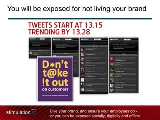 You will be exposed for not living your brand Live your brand, and ensure your employees do - or you can be exposed socially, digitally and offline 