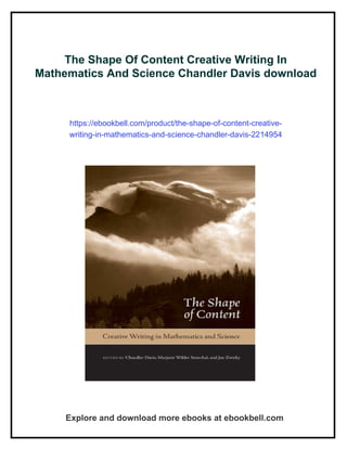 Creative Writing Shape The Shape Of Content Creative Writing In Mathematics And Science ...