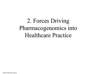 2. Forces Driving Pharmacogenomics into Healthcare Practice ©2003-2008 Gus Rosania 