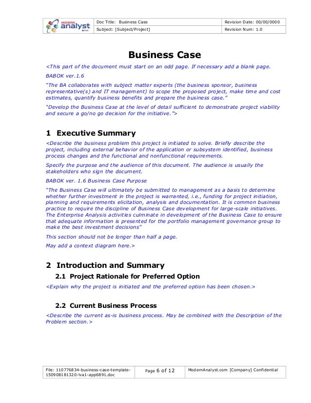 110776834 business case template business case template doc