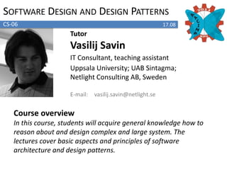 Introduction to Practical Functional Programming using F#CS-0209.08TutorDmitriy SoshnikovPh.D.Microsoft Russia; National Research University “Higher School of Economics”, RussiaE-mail:  dmitryso@microsoft.comCourse overviewThe course starts with introduction into functional programming and language F#. Afterwards, both recursive data structures and purely functional data structures are discussed as well; attention is also paid to monadic expressions. One of the main emphasizes of the course refers to parallel and asynchronous computations at F#.