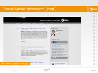 Social Media Newsroom (cont.)© DFKOM GmbHSlide 1924.08.2011www.dfkom.dfnewsroom.eu