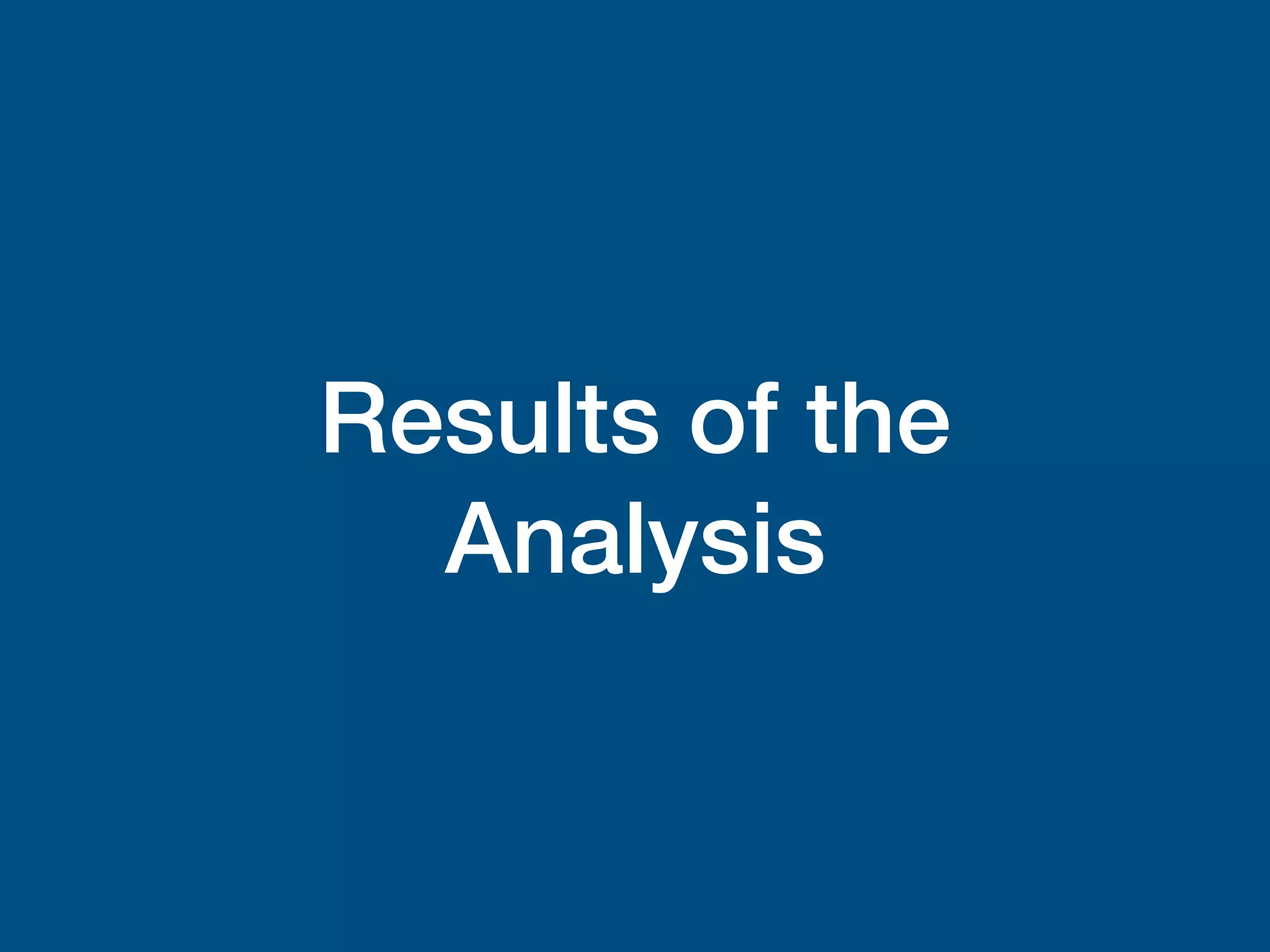 Results of the
Analysis
 