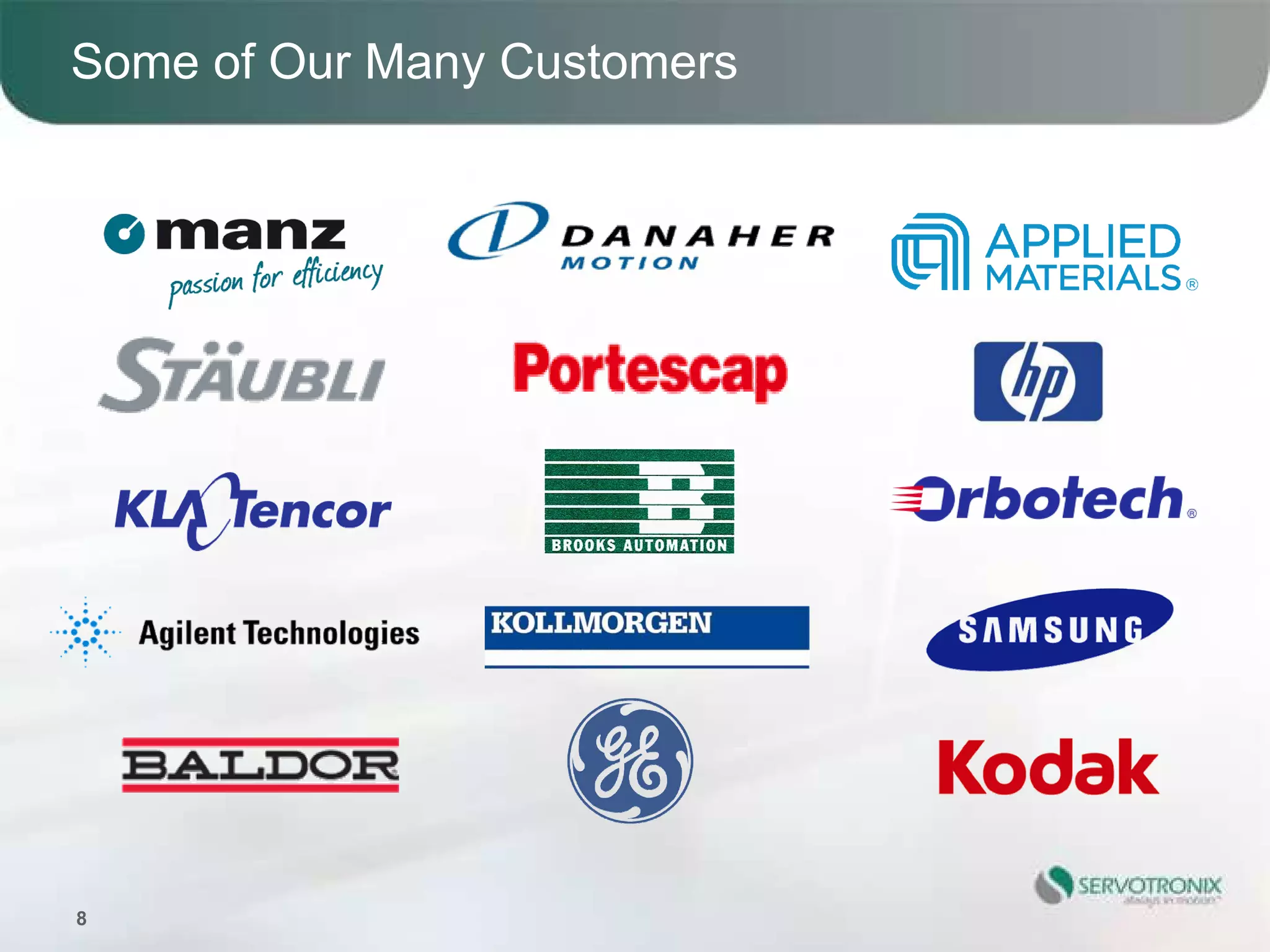 Some of Our Many Customers




8
 