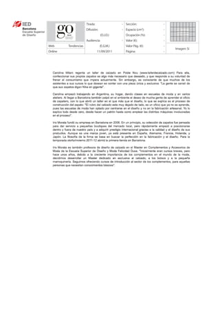 Tirada:                - Sección:           -
                      Difusión:              - Espacio (cm ):2
                                                                  -
                                  (O.J.D.)      Ocupación (%):    -
                      Audiencia:             - Valor (€):         -
Web      Tendencias               (E.G.M.)      Valor Pág. (€):   -
                                                                      Imagen: Sí
Online                          11/09/2011      Página:           -
 