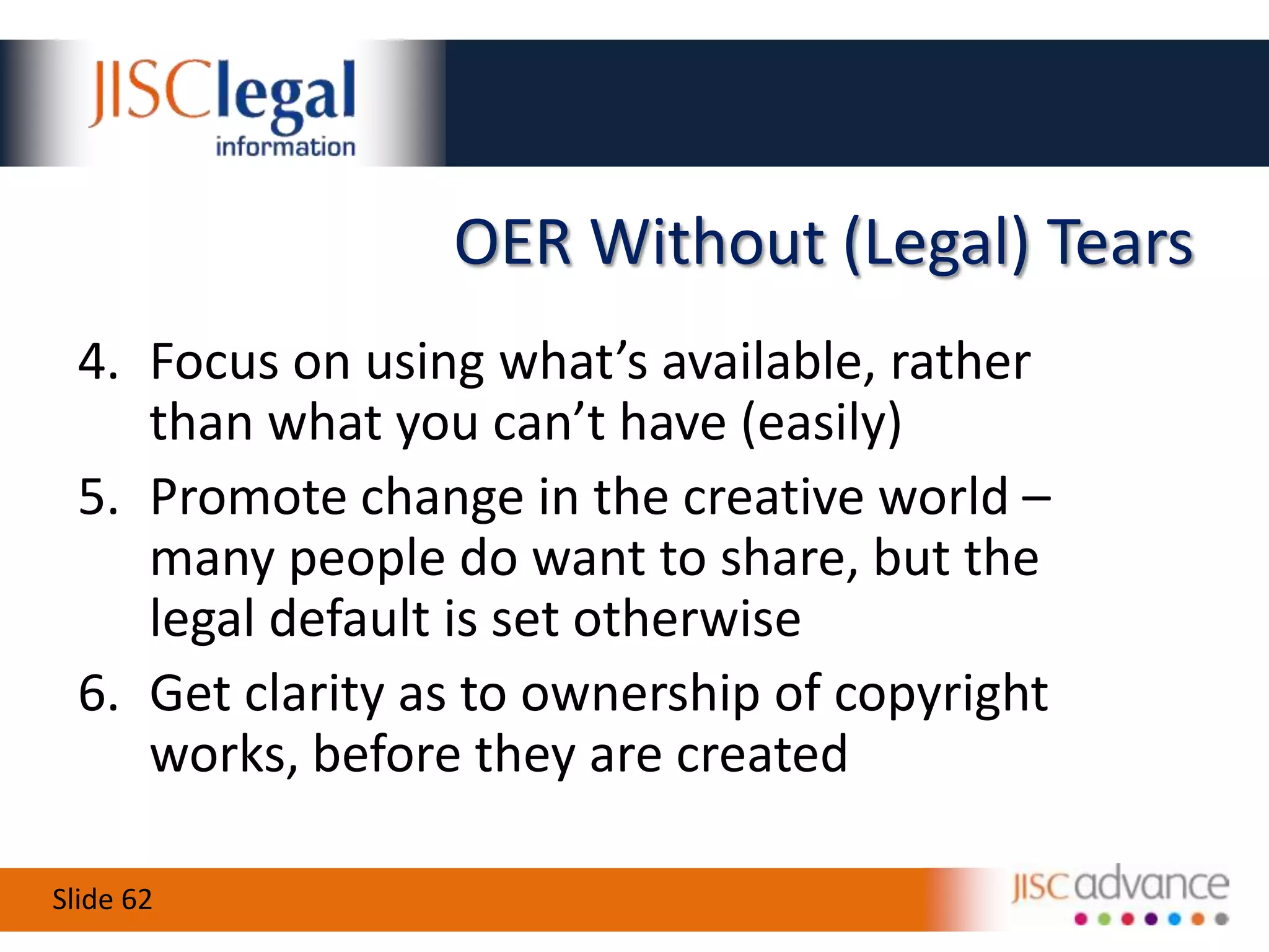 Use of Licences & Statutory ExceptionsLimitedBlanket licences do not allow inclusionFew commercial licences allow inclusionFair dealing for researchFair dealing for criticism/review