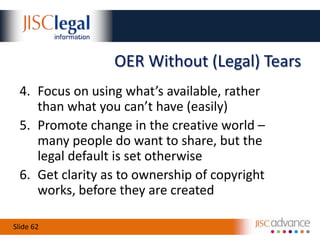 Use of Licences & Statutory ExceptionsLimitedBlanket licences do not allow inclusionFew commercial licences allow inclusionFair dealing for researchFair dealing for criticism/review