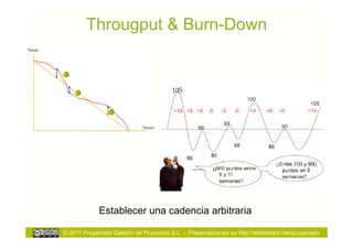 Througput & Burn-Down




             Establecer una cadencia arbitraria

© 2011 Proyectalis Gestión de Proyectos S.L. – Presentaciones en http://slideshare.net/proyectalis
 